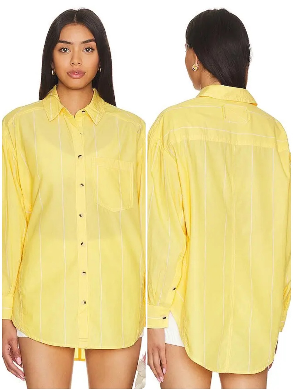 Free People Happy Hour Stripe Top in Yellow Combo Size XS